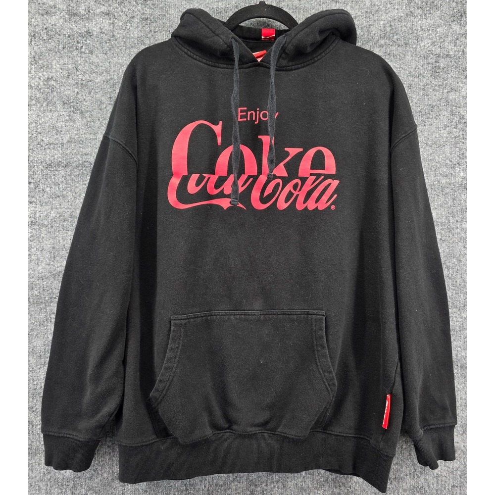 Coca Cola Pullover Hoodie Mens XL Black Red Enjoy Coke Graphic
Retro Streetwear